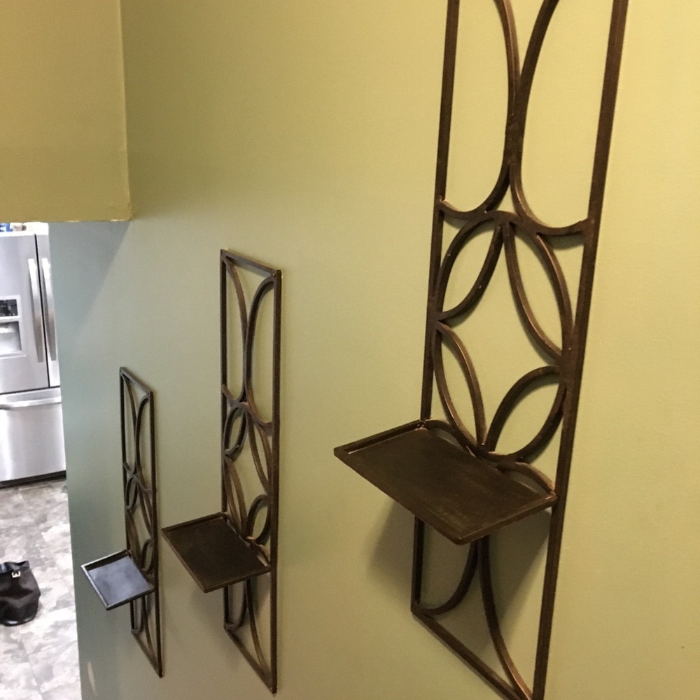 3 Pottery Barn wrought iron wall candle holder